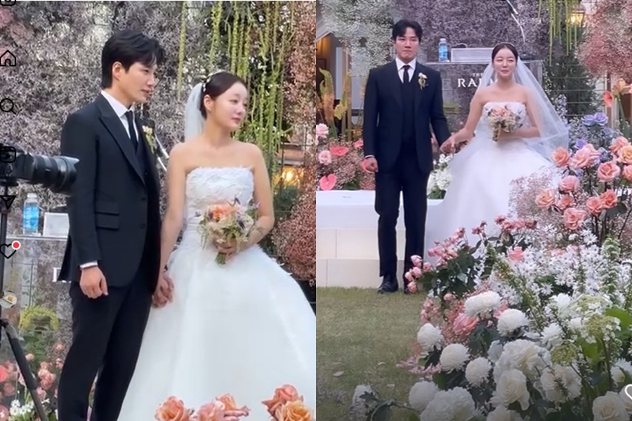 꼭 잡은 두손…김기리♥문지인 결혼, 날씨도 축복한 '선남선녀' 부부 탄생[종합]