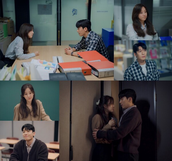 정려원·위하준 초밀착 '숨멎' 눈맞춤…불 꺼진 강의실 숨어든다(졸업)