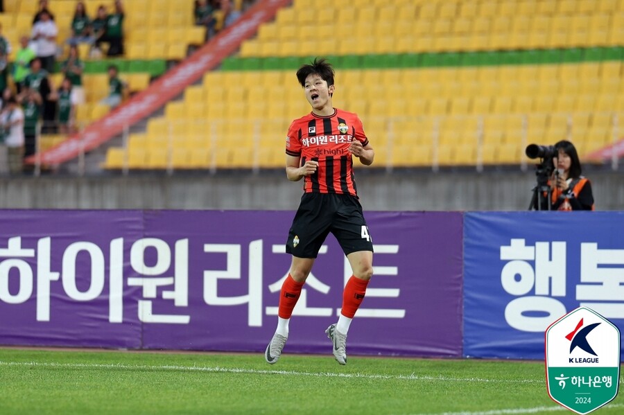 ▲선제골을 넣은 양민혁   ⓒ한국프로축구연맹