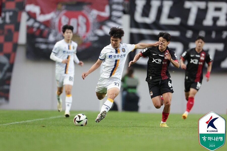 ▲ 광주FC가 FC서울 원정 경기에서 이건희 베카의 골로 2-1로 승리했다. ⓒ한국프로축구연맹