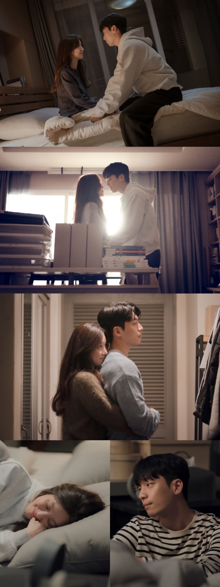 정려원·위하준, 로맨틱 홈 데이트 시작…모닝키스부터 함께 잠들기까지('졸업')