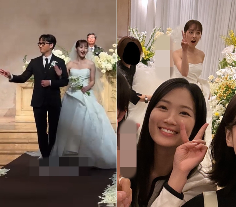 김보라♥조바른 결혼식 현장, 하객 김혜윤→이수현 축가.."다 컸네" 축하 [종합]