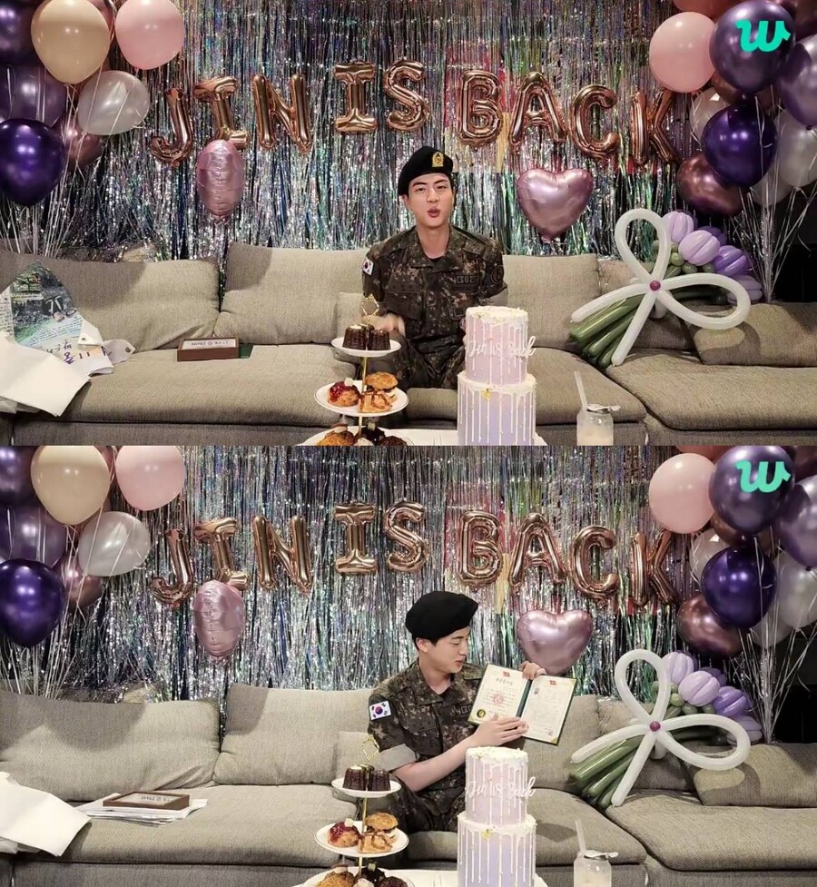 ▲ 방탄소년단 진. 출처| 위버스 라이브 캡처