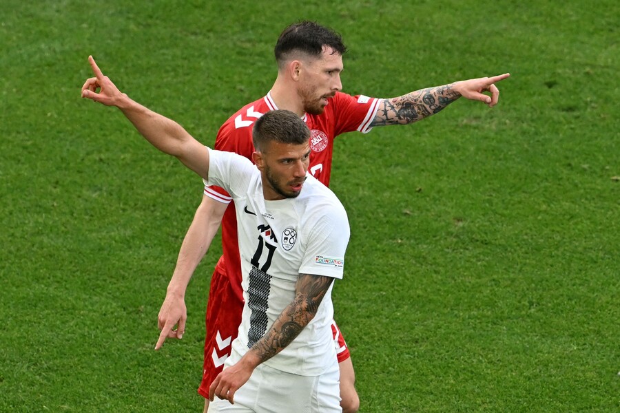 ▲ 덴마크 국가대표로 2024 유럽축구선수권대회에 출전 중인 토트넘 홋스퍼 미드필더 피에르-에밀 호이비에르. ⓒ연합뉴스/AFP/EPA