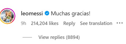 ▲ 생일 축하에 대한 감사 댓글을 남긴 메시