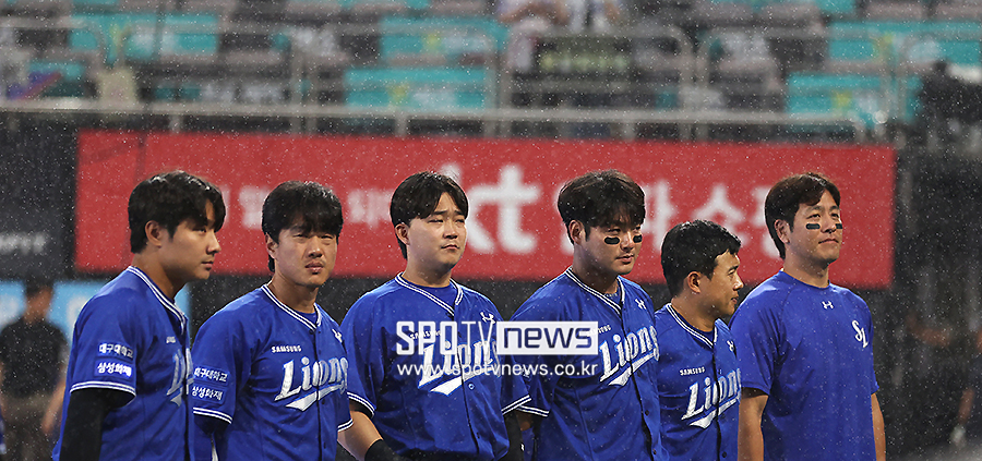 ‘삼성 7점 냈는데‘ 장맛비에 날아갔다…수원 삼성-kt전 우천 취소, 30일 더블헤더 편성