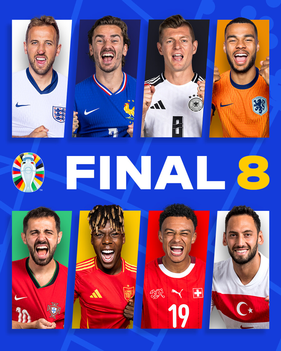 ▲ 독일 각지역에서 열린 유럽축구연맹(UEFA) 유럽축구선수권대회(유로2024) 16강전이 막을 내렸다. 객관적인 전력에 따라 무난하게 이긴 팀도 있었지만 살얼음판 혈전 끝에 8강행 티켓을 손에 쥔 쪽이 있었다. 크리스티아누 호날두의 '라스트 댄스' 포르투갈은 승부차기까지 갔다. 연장 전반 페널티 스폿 위에 올라섰다. 심호흡을 한 뒤 슈팅을 했지만 오블락에게 동선이 읽혀 골망을 흔들지 못했다. 8강전 상대는 프랑스다. 여기에 '스페인vs독일' '네덜란드-튀르키예' 빅뱅이 예고됐다