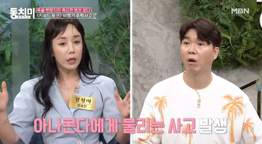 정정아 "놓친 비행기 추락해 전원 사망→직후 6m 아나콘다에 물려"('동치미')