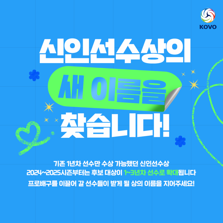 ▲ KOVO가 신인선수상의 새 명칭을 공모한다. ⓒKOVO