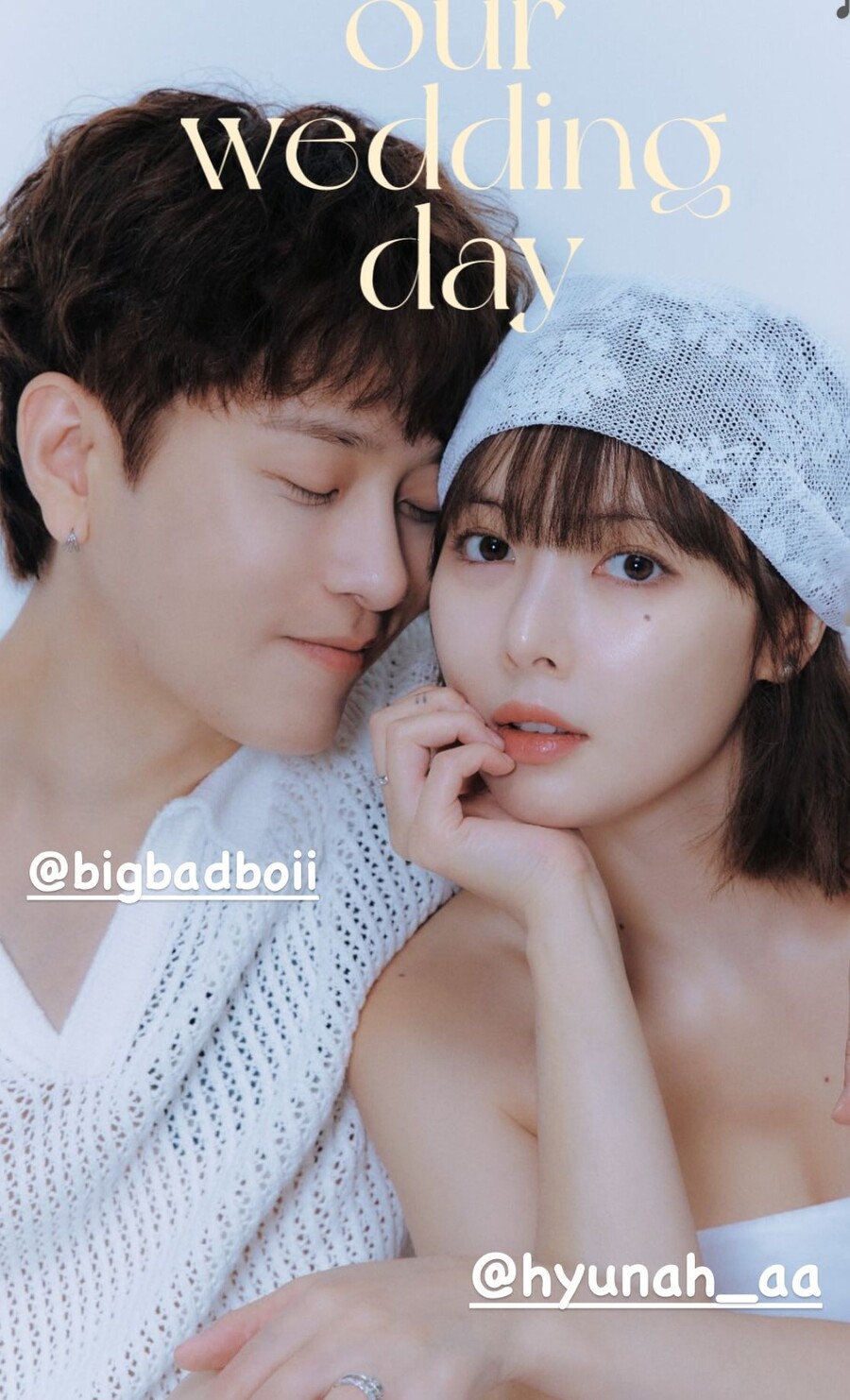 '결혼' 현아♥용준형, 웨딩 화보 공개…드레스 없이도 힙한 '커플샷'