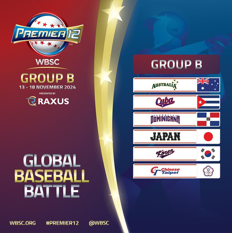 ▲ 한국이 속한  2024 프리미어12 B조 조편성. ⓒ WBSC