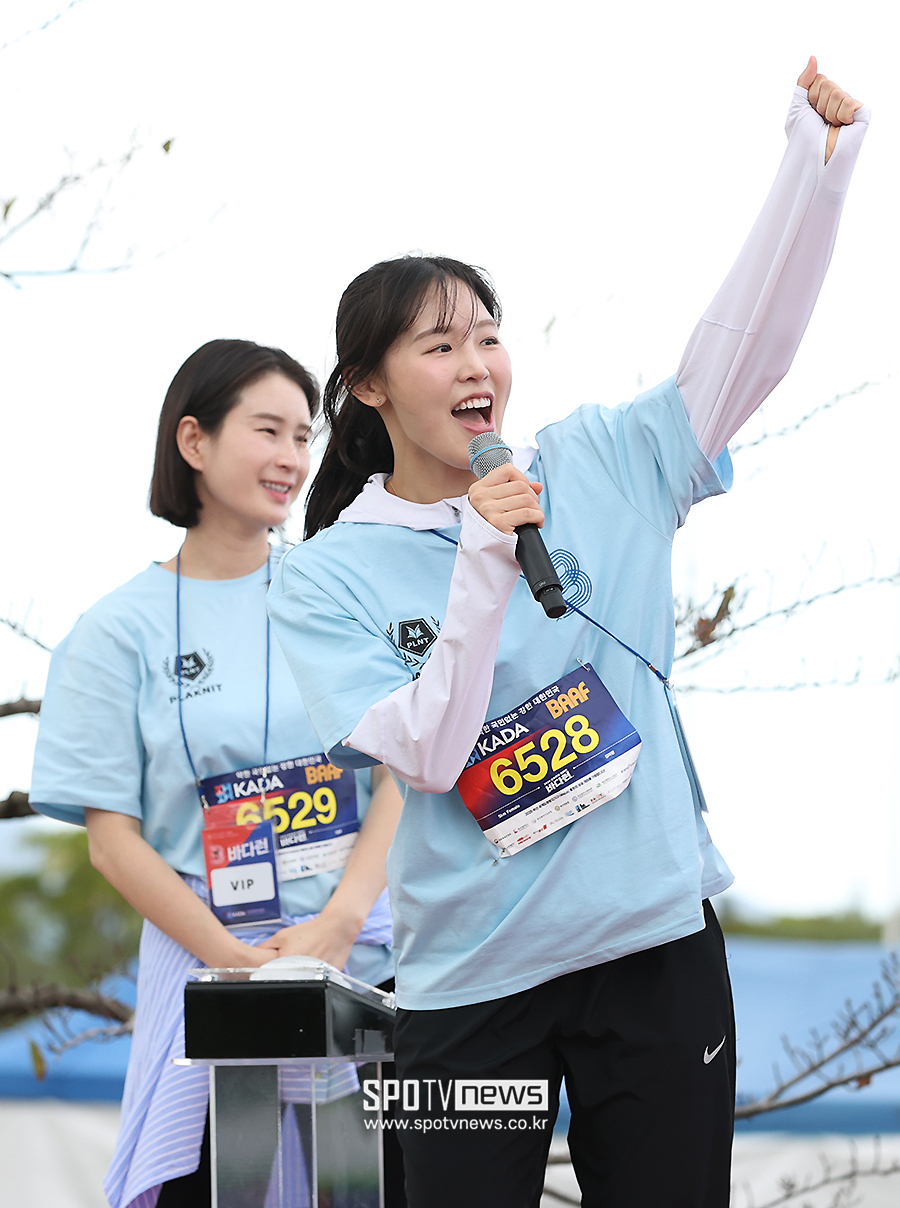 [포토S] 김아랑 KADA 선수위원, '예쁘게 파이팅!'
