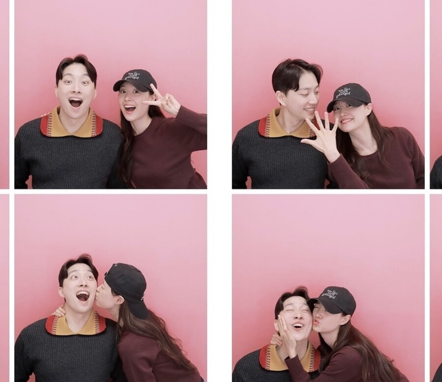 송지은♥박위, 깨 볶는 결혼 7일차 '신혼부부'…뽀뽀 네컷 공개