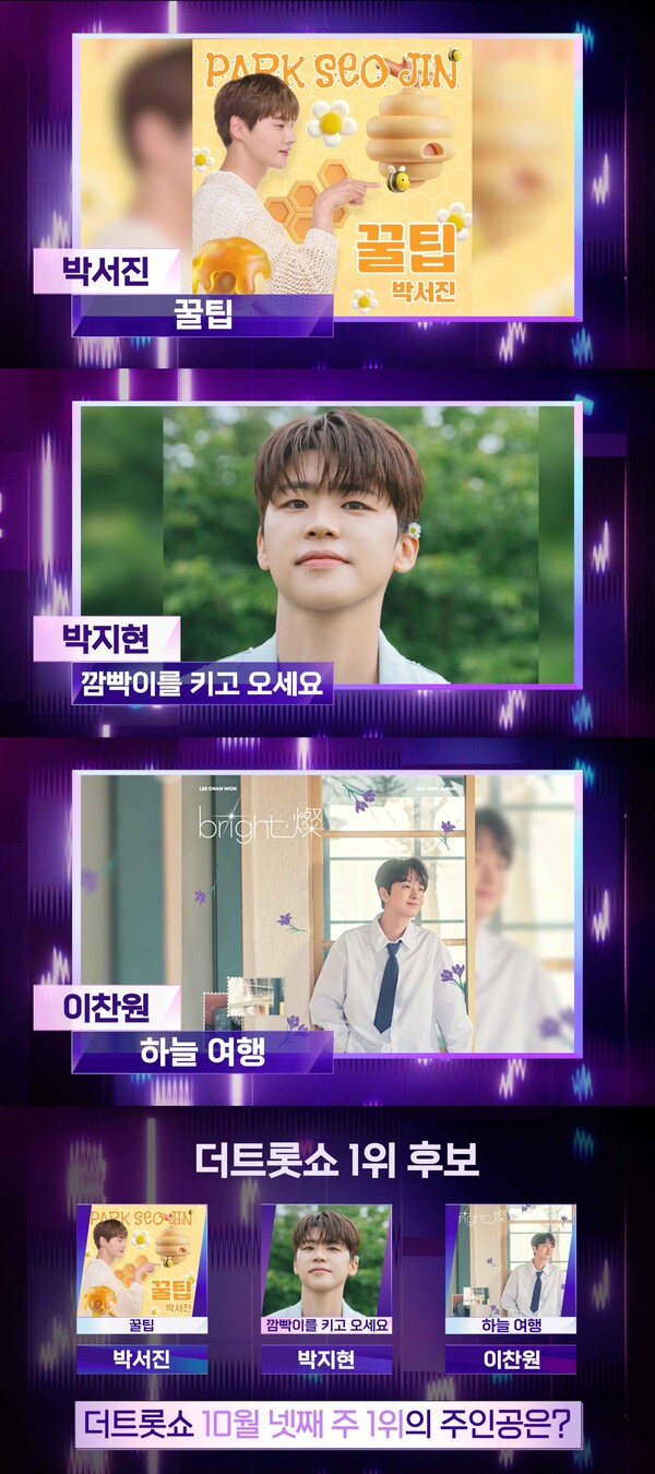 '더 트롯쇼' 박지현, 2주 연속 1위 도전…박서진·이찬원과 '삼파전'