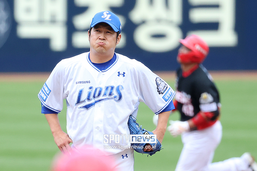 강습 타구→볼볼볼볼→만루 홈런, 베테랑 송은범 위기의 삼성 또 못 구했다
