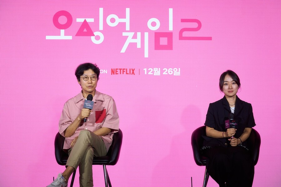 ▲ 오징어게임2 황동혁 감독(왼쪽), 김지연 대표. 제공ㅣ넷플릭스