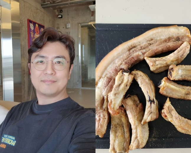 '부부간 성폭행 수사' 최동석, 오늘도 평온..子에 삼겹살 구워주며 부성애 과시