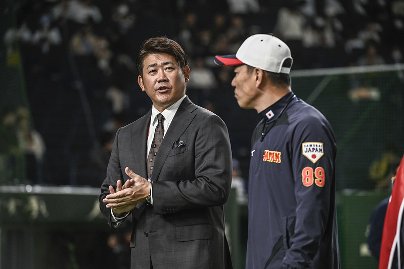 ▲ 마쓰자카 다이스케와 이바타 히로카즈 감독. ⓒ WBSC