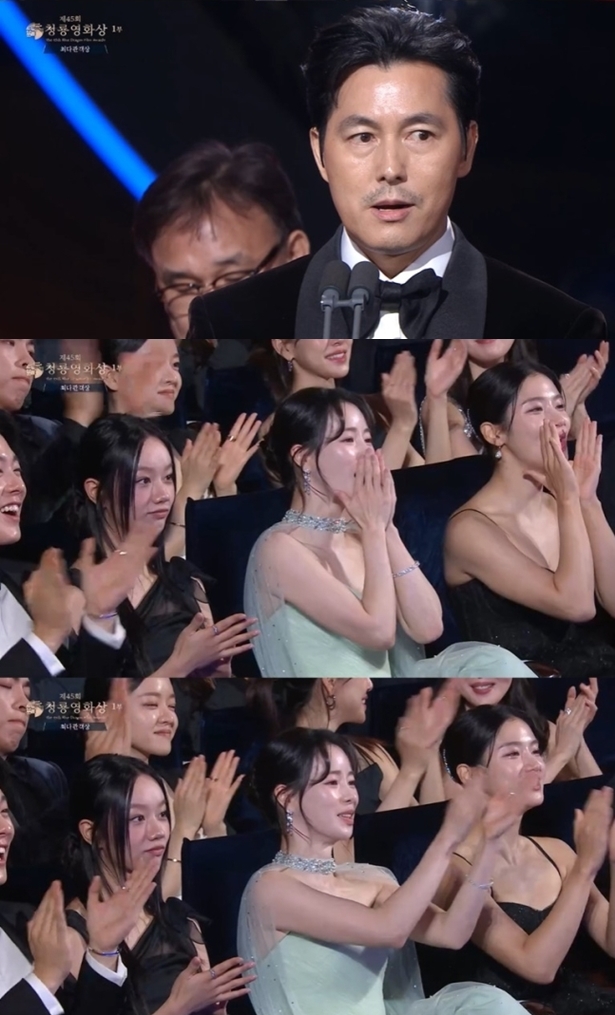 '호응' 임지연 vs '떨떠름' 혜리, 정우성 '청룡 혼외자 소감'에 극과극 반응..와글와글[이슈S]