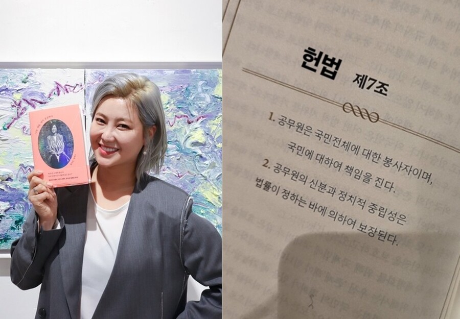 소신있는 솔비 "국회의원의 정치적 중립성 보장"..헌법 제7조 '의미심장 게시물'