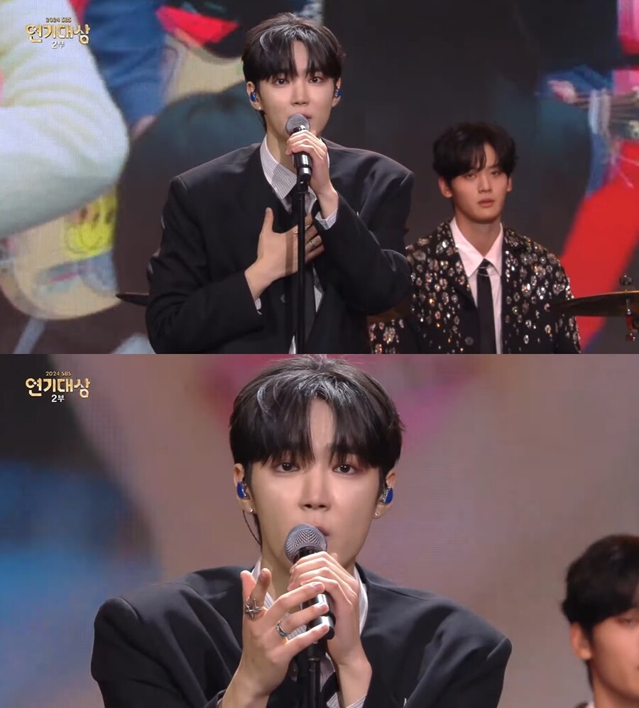 ▲ 2024 SBS 연기대상에 출연한 AxMxP 하유준. 출처| SBS 연기대상 방송캡처