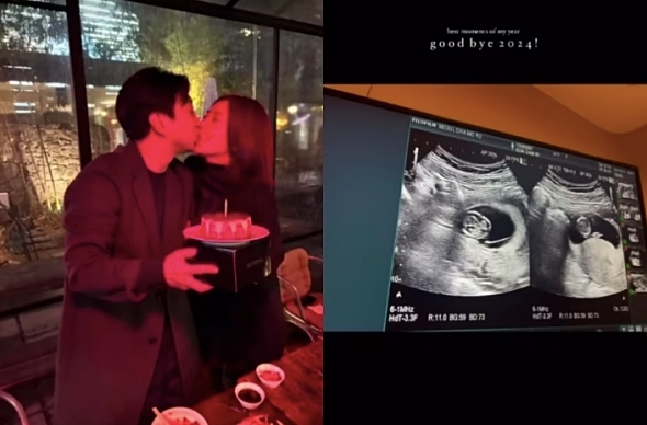 손담비, ♥이규혁과 딥키스→뱃속아기에 애틋한 인사 "3개월 후 보자"