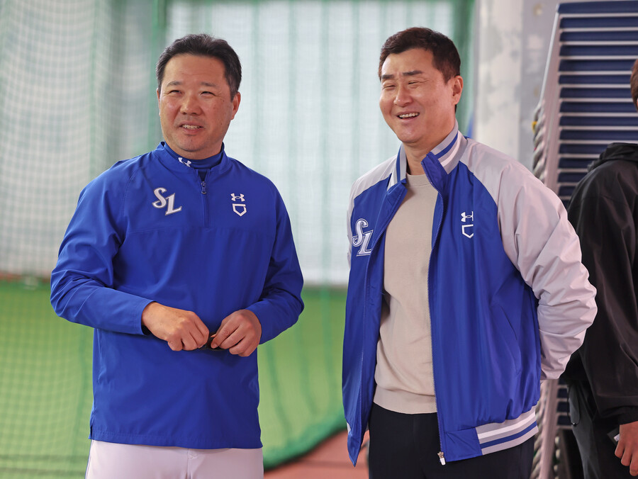 ▲이종열(오른쪽) 단장과 박진만 감독 ⓒ삼성 라이온즈