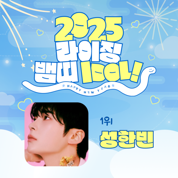 ▲ 성한빈이 스타덤 '2025 라이징 뱀띠 아이돌' 투표에서 1위에 올랐다.