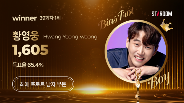 황영웅, 스타덤 '최애 트롯스타' 2주연속 1위…손태진 2위