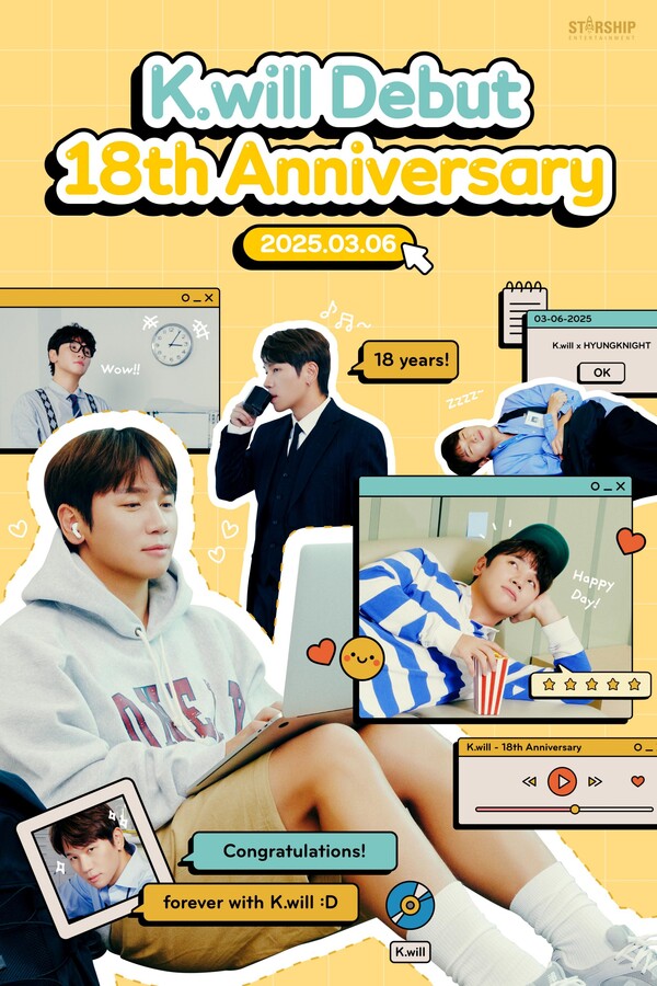 케이윌, 6일 데뷔 18주년...콘서트→콘텐츠까지 눈부신 활약은 계속된다