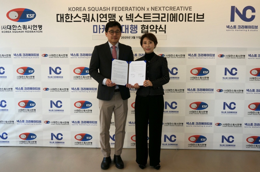 대한스쿼시연맹 김언호 부회장(왼쪽), 넥스트크리에이티브 박은님 대표 ⓒ넥스트크리에이티브
