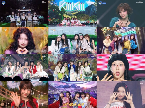 ▲ 키키가 '아이 두 미'로 다양한 음악방송에 출연해 무대를 선사한 모습. Mnet '엠카운트다운', KBS2 '뮤직뱅크', MBC '쇼! 음악중심', SBS '인기가요' 방송화면 캡처