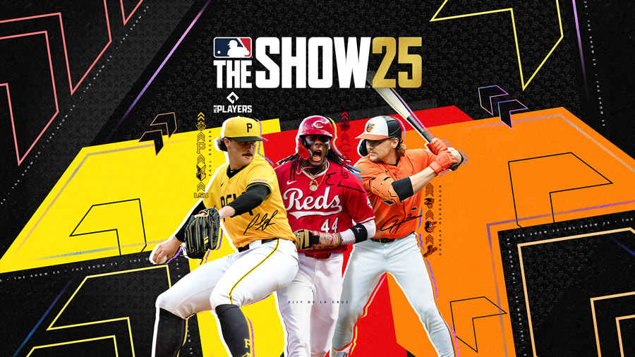 ▲ MLB The Show 25의 공동 표지모델 폴 스킨스, 엘리 데 라 크루스, 거너 헨더슨 ⓒ SIE