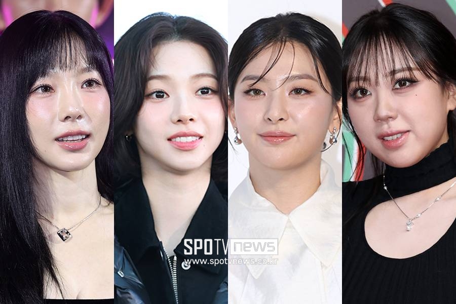 ▲ 태연, 카리나, 슬기, 이영지(왼쪽부터). ⓒ곽혜미 기자