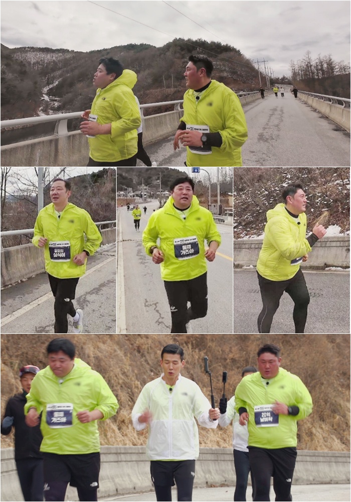 마라톤 도전 '환갑' 허재 "숨통 끊어질 듯"→'134kg' 최준석 "무릎수술 2번..못 뛰겠다"('뛰어야산다')