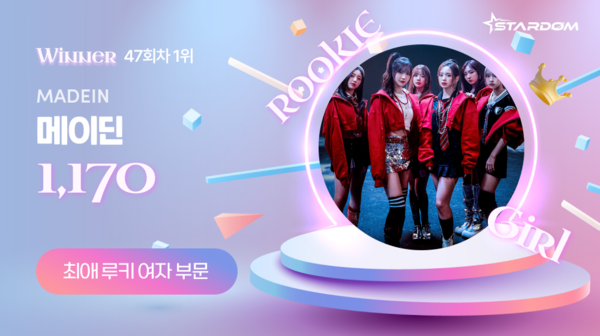메이딘, 스타덤 '최애 여자 루키아이돌' 첫 1위…유니스 2위