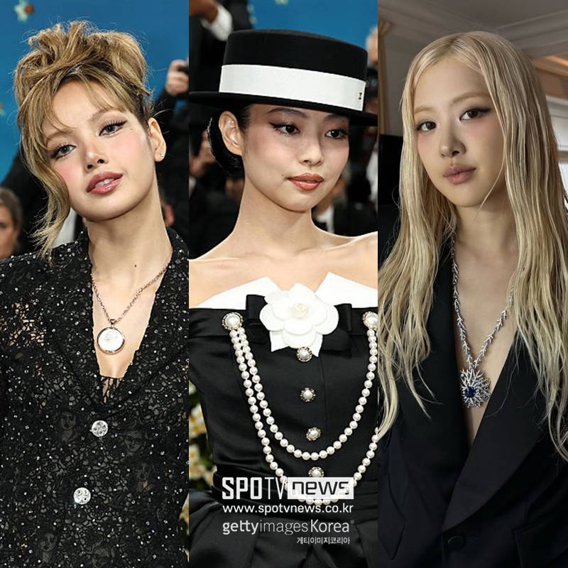 블랙핑크 제니·리사·로제, 美 '멧 갈라'에서 뭉쳤다…파격 하의 실종까지[이슈S]