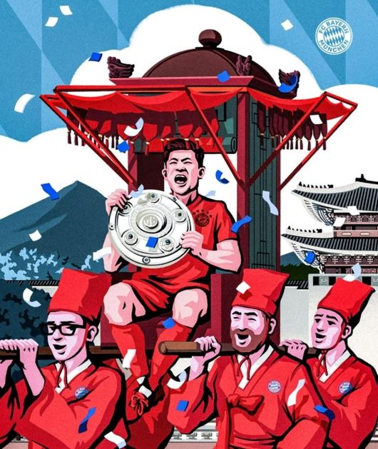 김민재 꽃가마 태우고 '트로피 번쩍' 단독 조명…인종차별 논란 뮌헨, 반성 제대로 했나 → 푸대접 없이 세리머니 주목