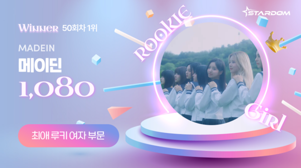 메이딘, 스타덤 '최애 여자 루키아이돌' 2주연속 1위…유니스 2위