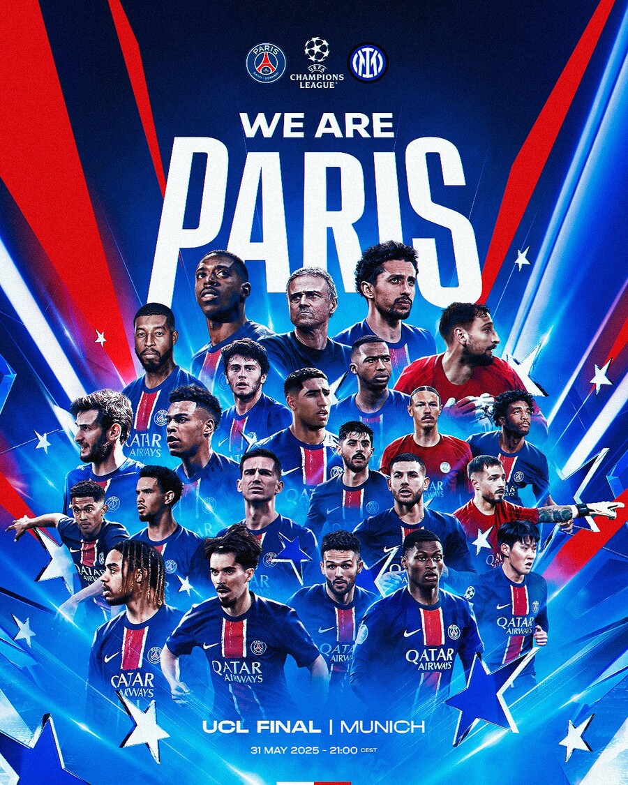 [오피셜] 韓 역사 경신 준비 끝…PSG 공식발표 "이강인, 챔스 결승전 메인 포스터 등장" 소집 명단 포함! 아시아 최초 기록 노린다
