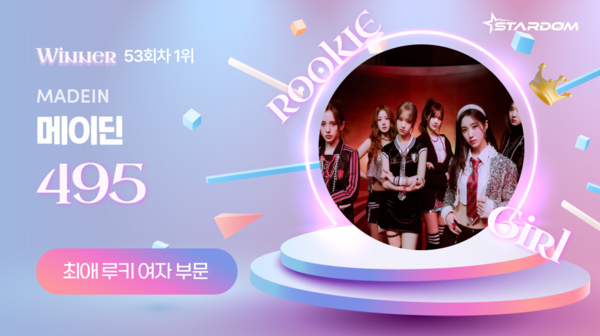 메이딘, 스타덤 '최애 여자 루키아이돌' 4주연속 1위…키라스 2위, 유니스 3위