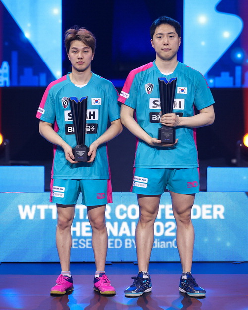 ▲ 월드테이블테니스(WTT) 스타 컨텐더 류블랴나 대회에서 세계 1위 르브렁 형제를 꺾은 임종훈-안재현 남자복식조 ⓒ WTT 홈페이지