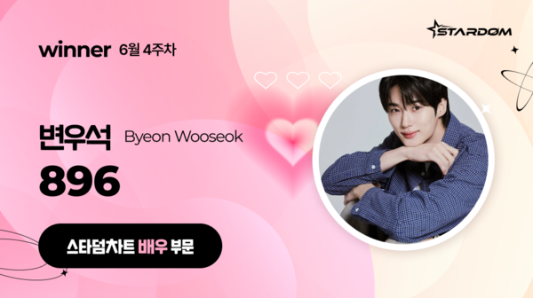 ▲ 변우석이 6월 4주차 '스타덤 차트' 배우 부문 주간랭킹에서 1위를 차지한 투표결과 이미지. 제공|스타덤