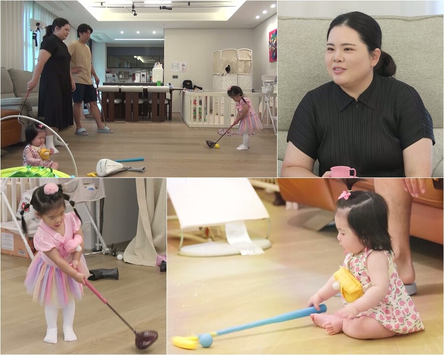 박인비, 25개월·8개월 자매 골프 교육 나섰다…황제DNA 받은 '골프 영재'('슈돌')