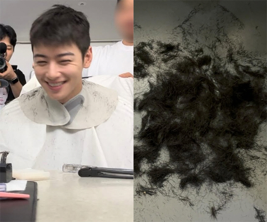 차은우, 군입대 앞두고 머리카락 싹뚝..입대 파티 현장 공개