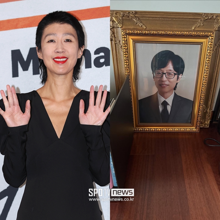 "조상님인줄"…홍진경, 직접 모신 유재석 초상 인증 "오빠 생신 축하드려요"
