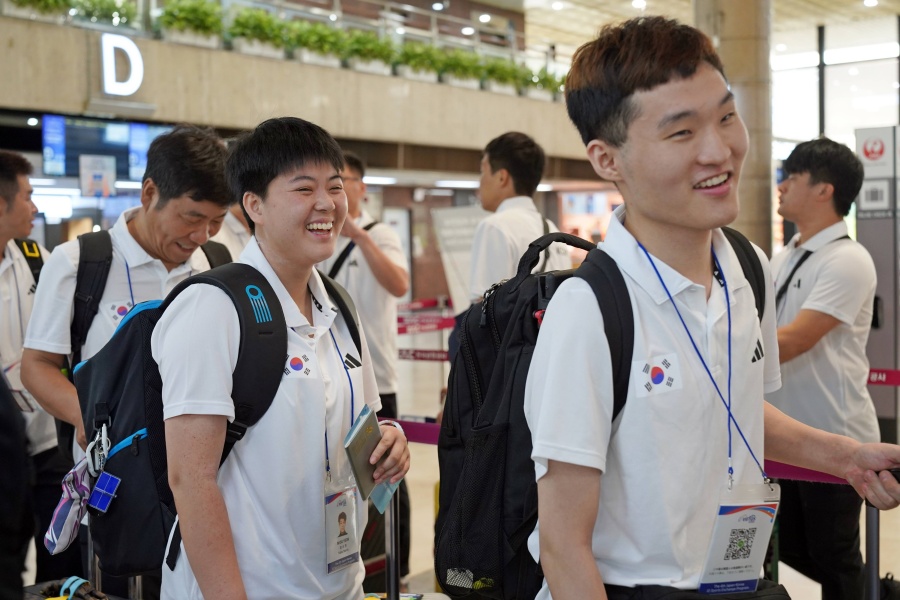  ‘제4회 VIRTUS 한일교류전’ 탁구팀이 대회에 참가하기 위해 15일 김포공항에 도착했다. ⓒ스페셜올림픽코리아