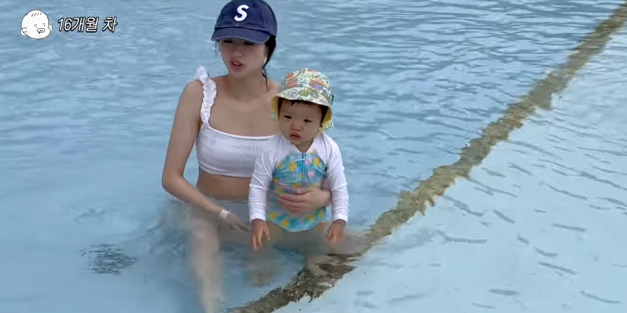 '첫 호텔 수영장 데이트에 퀭해진 얼굴' 손연재, 16개월 아들과 현실 육아 공개