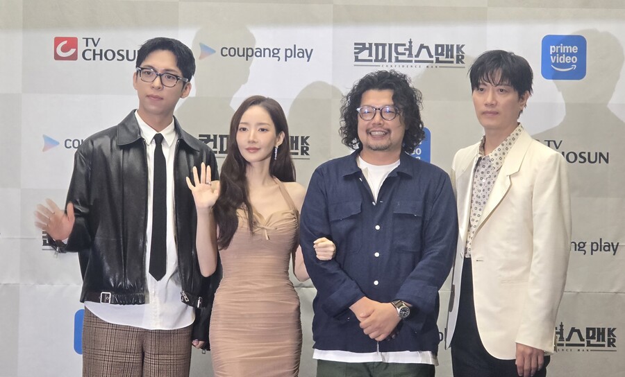 ▲ TV조선 '컨피던스맨KR' 제작발표회. 횐쪽부터 주종혁, 박민영, 남기훈 감독, 박희순.ⓒ스포티비뉴스DB