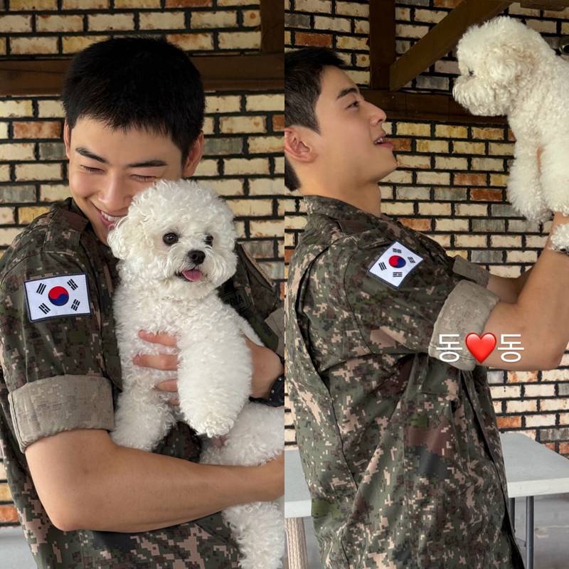 '입대' 차은우, 눈웃음 폭발…반려견 재회에 '무장해제'